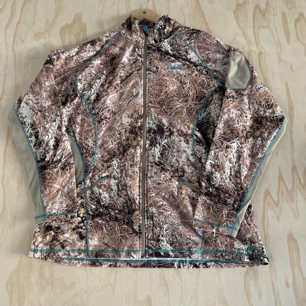 Cabela's ZONZ Jacket Womens 2XL Brown Camo Fleece Lined Full Zip Hunting Outdoor